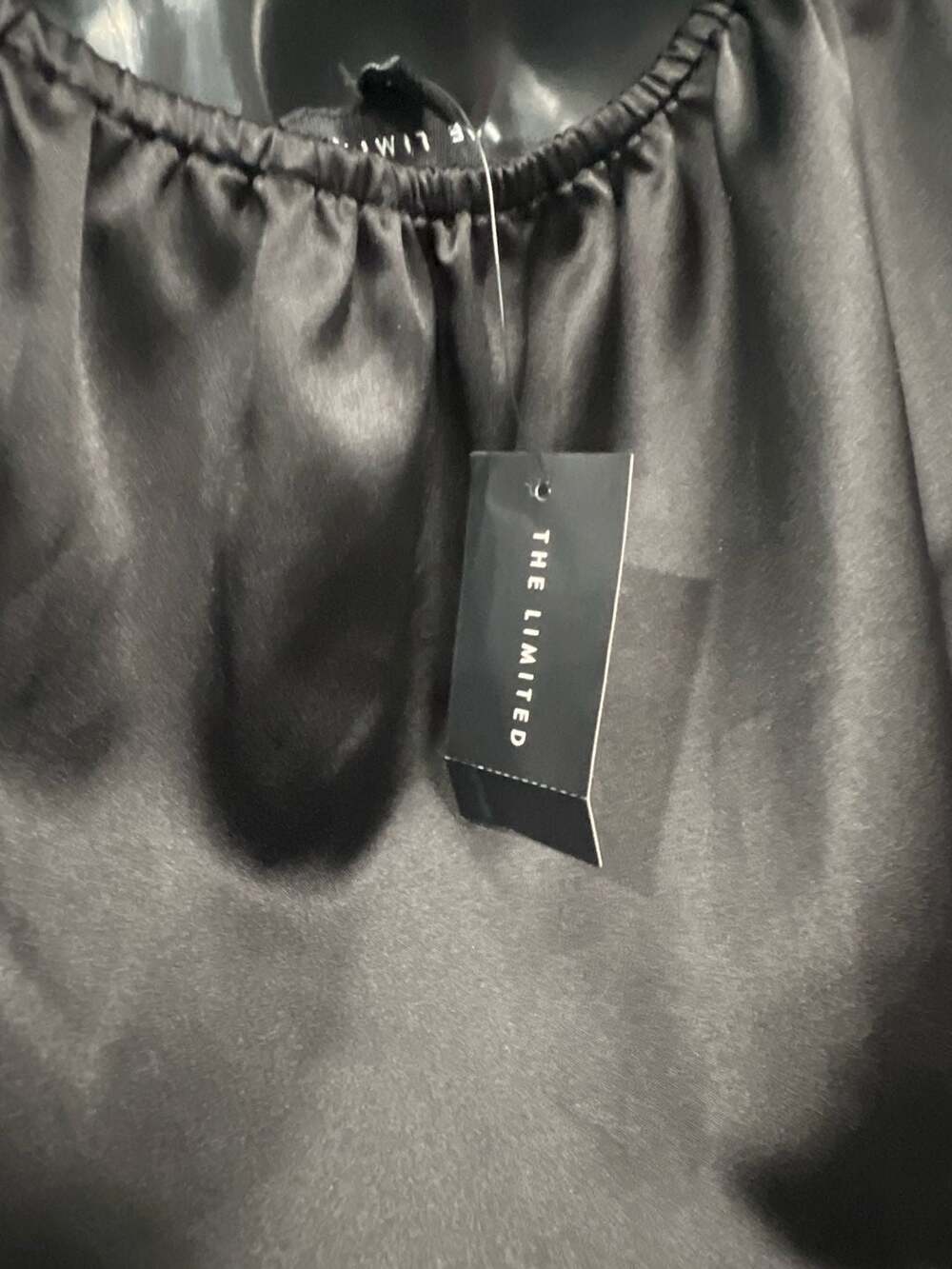 The Limited Black Satin Smocked Waist Peplum Camisole Top - Picture 3 of 3
